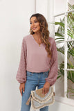 Swiss Dot Balloon Sleeve Blouse - Trendsi - Flyclothing LLC