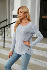 Round Neck Long Sleeve T-Shirt - Trendsi