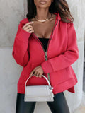 Zip-Up Slit Hoodie with Pockets - Flyclothing LLC