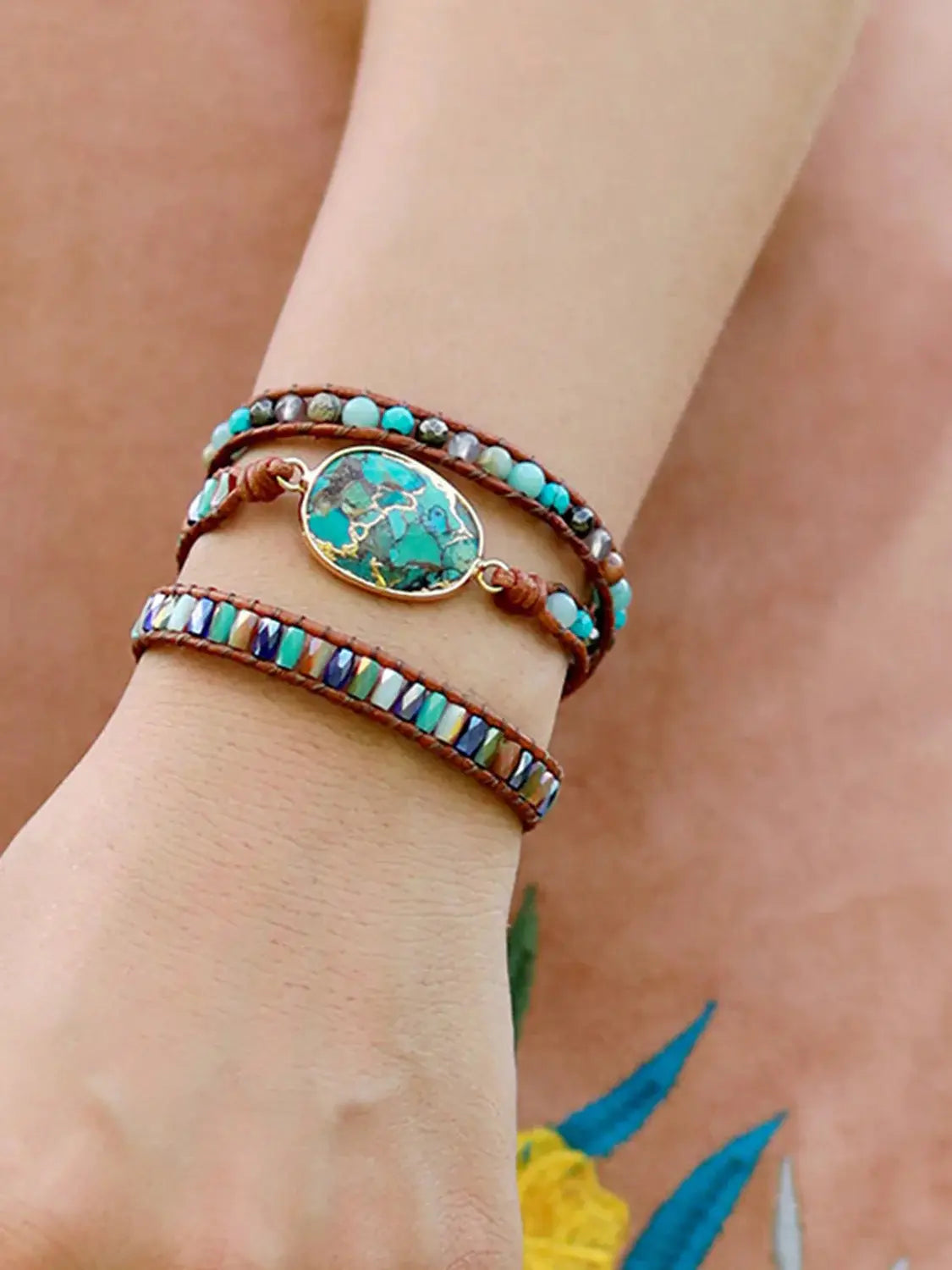 Triple-Layer Natural Stone Bracelet - Trendsi - Flyclothing LLC
