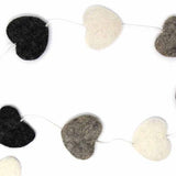 Hand Crafted Felt from Nepal: Hearts Garland, Grey - Global Groove Direct