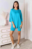 Basic Bae Full Size Soft Rayon Three-Quarter Sleeve Top and Shorts Set - Trendsi - Flyclothing LLC