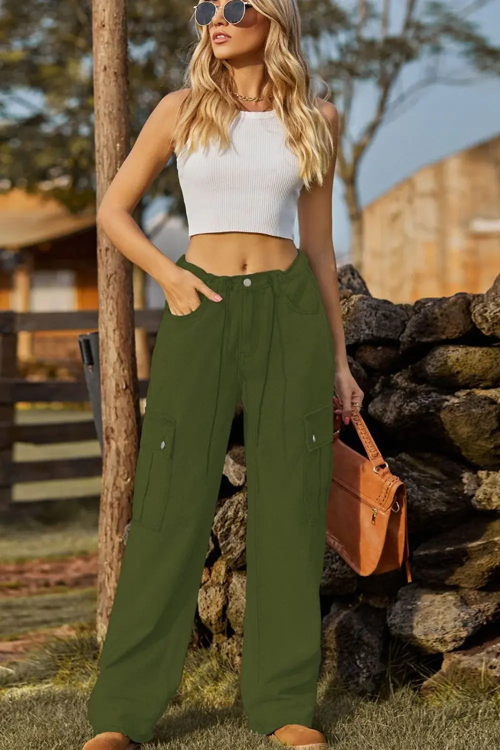 Loose Fit Drawstring Jeans with Pocket - Trendsi - Flyclothing LLC