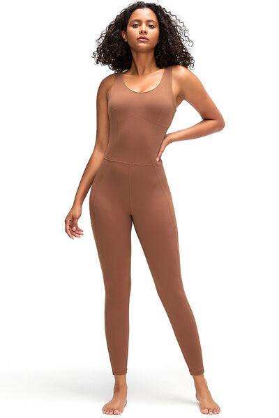 Crisscross Wide Strap Active Jumpsuit - Trendsi - Flyclothing LLC