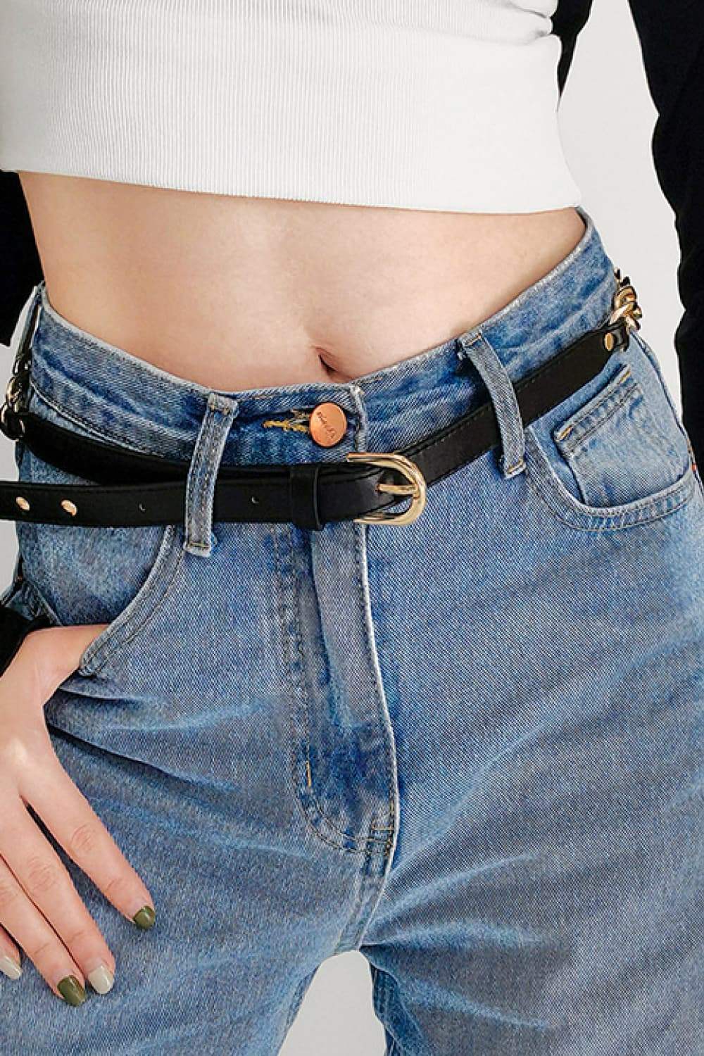 PU Leather Chain Belt - Trendsi - Flyclothing LLC