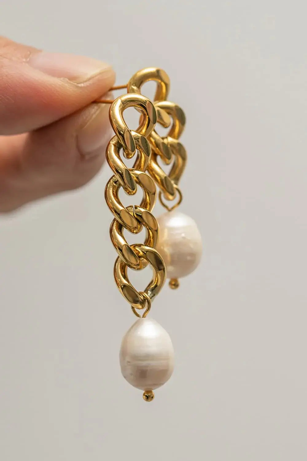 Stainless Steel Pearl Asymmetrical Earrings - Trendsi - Flyclothing LLC