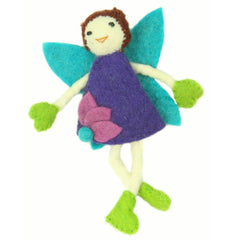 Hand Felted Tooth Fairy Pillow - Brunette with Purple Dress - Global Groove - Global Groove