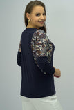Round Neck Printed Shoudler Tee - Trendsi