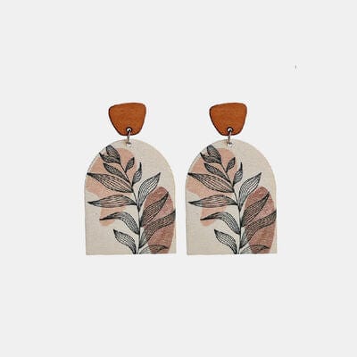 Geometrical Shape Wooden Drop Earrings - Trendsi