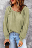Square Neck Waffle-Knit Top - Trendsi - Flyclothing LLC