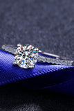 1 Carat Moissanite Rhodium-Plated Side Stone Ring - Trendsi