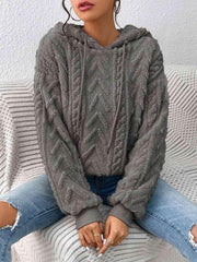 Drawstring Long Sleeve Hoodie - Trendsi