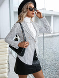 Plaid Double Breasted Long Sleeve Jacket - Trendsi