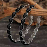 Artificial Turquoise C-Hoop Earrings - Trendsi - Flyclothing LLC