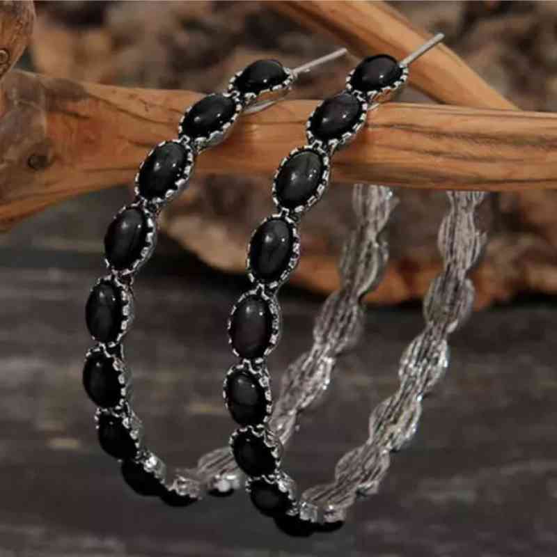 Artificial Turquoise C-Hoop Earrings - Trendsi - Flyclothing LLC
