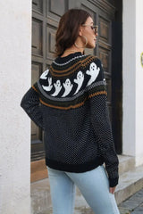 Ribbed Round Neck Long Sleeve Pullover Sweater - Trendsi - Flyclothing LLC