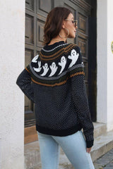 Ribbed Round Neck Long Sleeve Pullover Sweater - Trendsi
