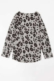Leopard V-Neck Dropped Shoulder Blouse - Trendsi - Flyclothing LLC