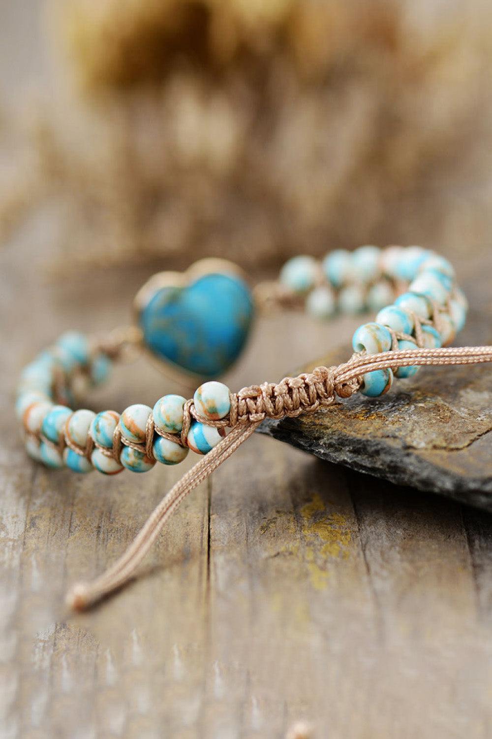 Handmade Heart Shape Natural Stone Bracelet - Trendsi
