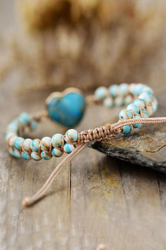Handmade Heart Shape Natural Stone Bracelet - Trendsi