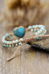 Handmade Heart Shape Natural Stone Bracelet - Trendsi