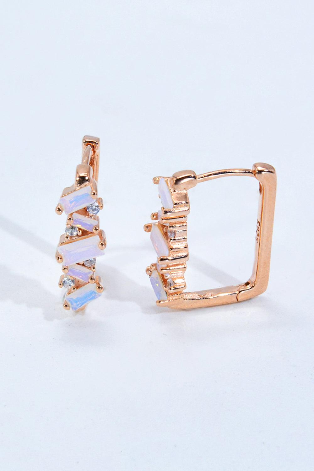 925 Sterling Silver Rectangle Natural Moonstone Earrings - Flyclothing LLC
