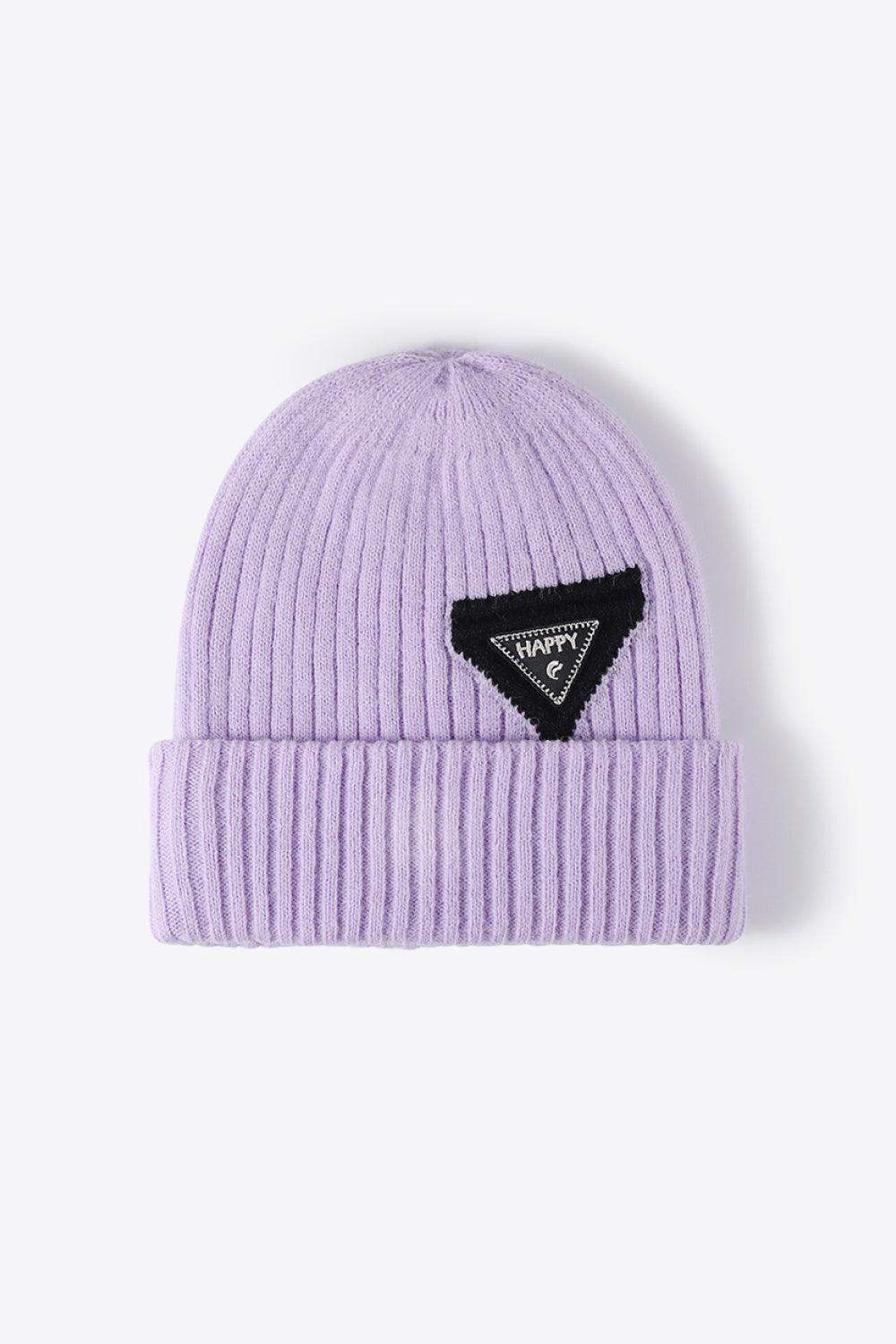 HAPPY Contrast Beanie - Trendsi - Flyclothing LLC