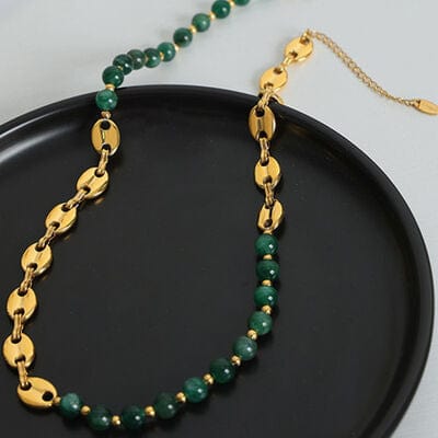 Beaded Titanium Steel Necklace - Trendsi