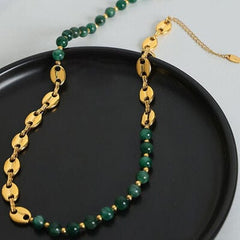 Beaded Titanium Steel Necklace - Trendsi