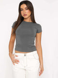 Crewneck Short Sleeve Tee - Trendsi - Flyclothing LLC