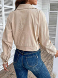 Color Block Collared Neck Button-Up Jacket - Trendsi
