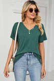 V-Neck Short Sleeve T-Shirt - Trendsi - Flyclothing LLC