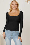 Square Neck Long Sleeve T-Shirt - Trendsi - Flyclothing LLC