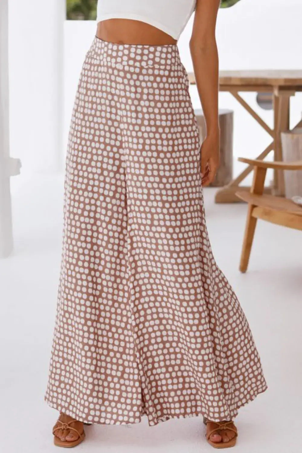 Polka Dot High Waist Wide Leg Pants with Pockets - Trendsi - Flyclothing LLC