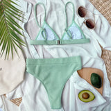 Spaghetti Strap Ribbed Bikini Set - Trendsi - Flyclothing LLC