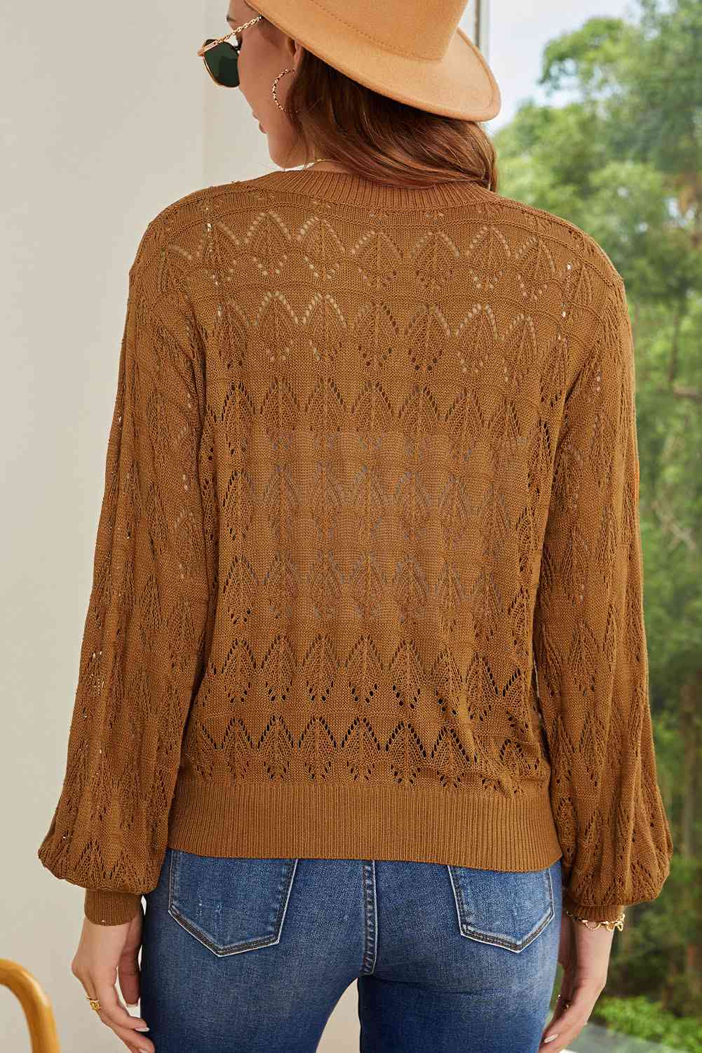 Openwork V-Neck Cardigan - Trendsi - Flyclothing LLC