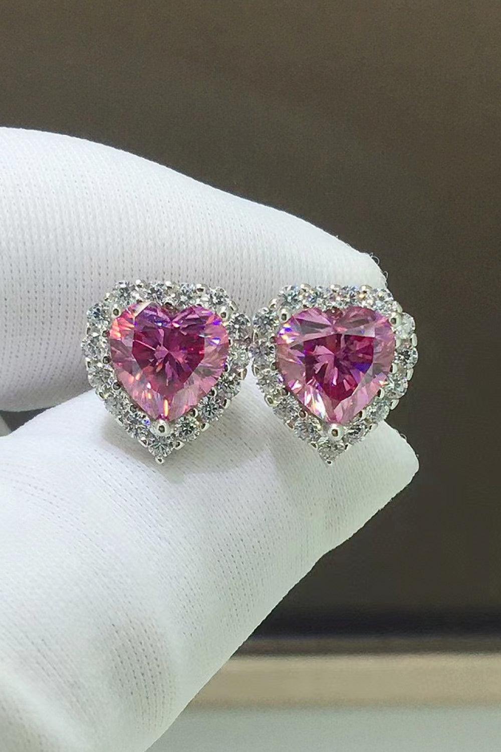 2 Carat Moissanite Heart-Shaped Earrings - Flyclothing LLC