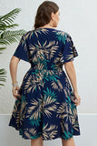Botanical Print Flutter Sleeve Smocked Waist Dress - Trendsi