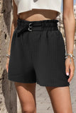 Pocketed Double Buckle High Waist Shorts - Trendsi