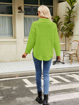 Mock Neck Slit Sweater - Trendsi - Flyclothing LLC