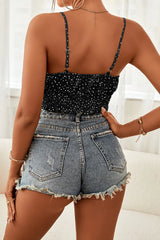 Polka Dot Tied Frill Trim Cami - Trendsi - Flyclothing LLC