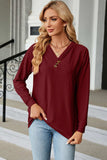 V-Neck Long Sleeve T-Shirt - Trendsi - Flyclothing LLC