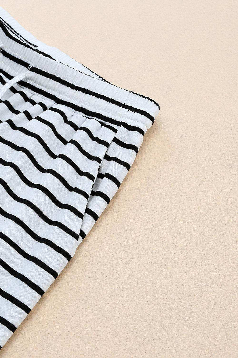 Striped Drawstring Waist Wide Leg Pants - Trendsi - Flyclothing LLC