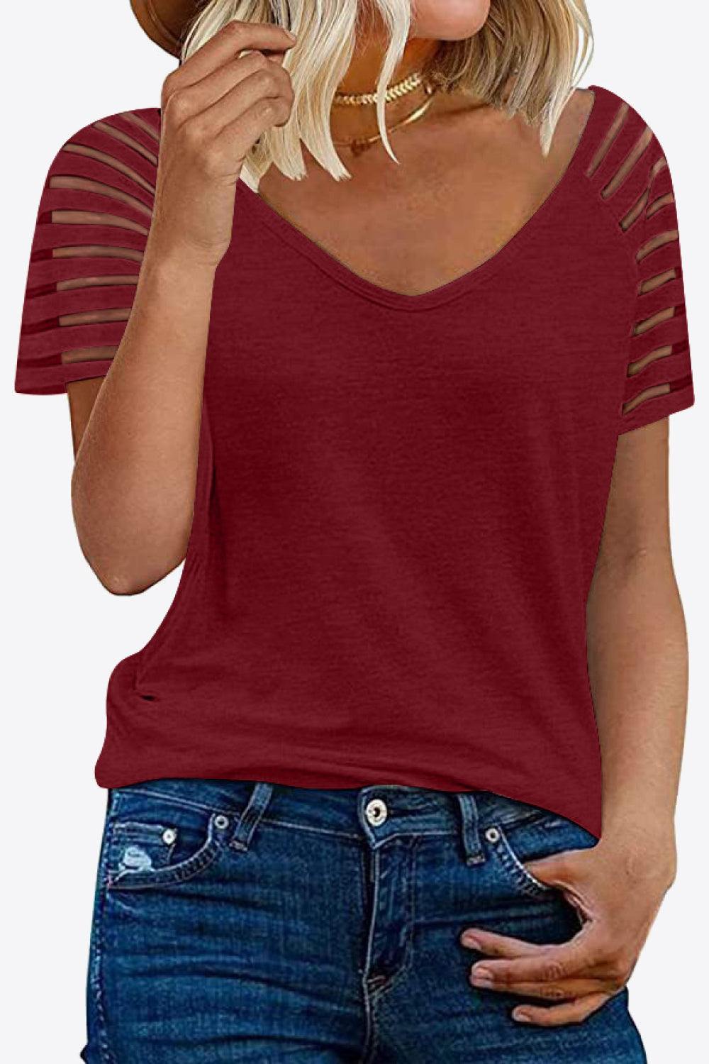 V-Neck Raglan Sleeve Tee - Flyclothing LLC
