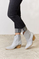 East Lion Corp Rhinestone Ankle Cowboy Boots - Trendsi