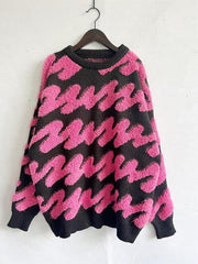 Ribbed Striped Dropped Shoulder Sweater - Trendsi