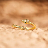 Snake Shape 18K Gold-Plated Bypass Ring - Trendsi