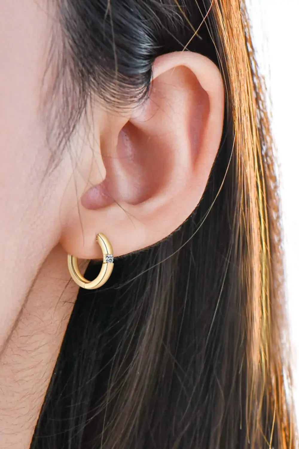 Moissanite 925 Sterling Silver Huggie Earrings - Trendsi - Flyclothing LLC