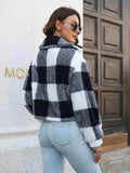 Plaid Dropped Shoulder Buttoned Jacket - Trendsi - Flyclothing LLC