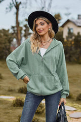Cable-Knit Long Sleeve Hooded Jacket - Trendsi - Flyclothing LLC